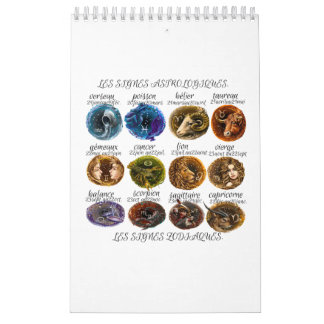 calendrier avec les signes astrologiques カレンダー