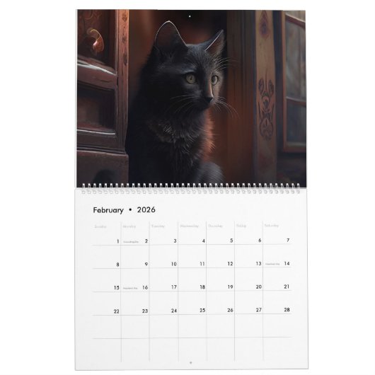 Calendrier Black Cat カレンダー (2月 2026)