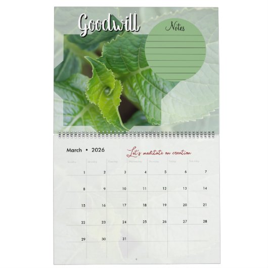 Calendrier Dieu méditation : étoile, mots & notes  カレンダー (3月 2026)