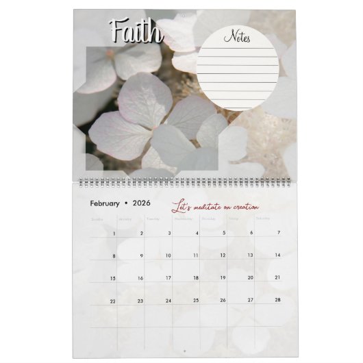Calendrier Dieu méditation : étoile, mots & notes カレンダー (2月 2026)