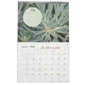 Calendrier Dieu méditation photos jardin : notes カレンダー (1月 2026)