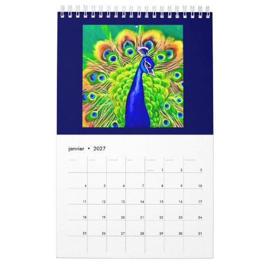 Calendrier double page Petit, Blanc Animaux  カレンダー (1月 2027)