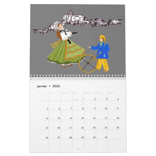 Calendrier Franche-Comté, France カレンダー (1月 2026)