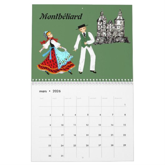 Calendrier Franche-Comté, France カレンダー (3月 2026)