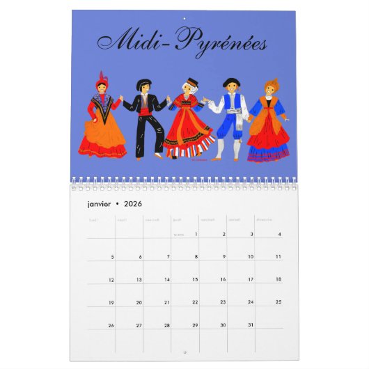 Calendrier, Midi-Pyrénées, France カレンダー (1月 2026)