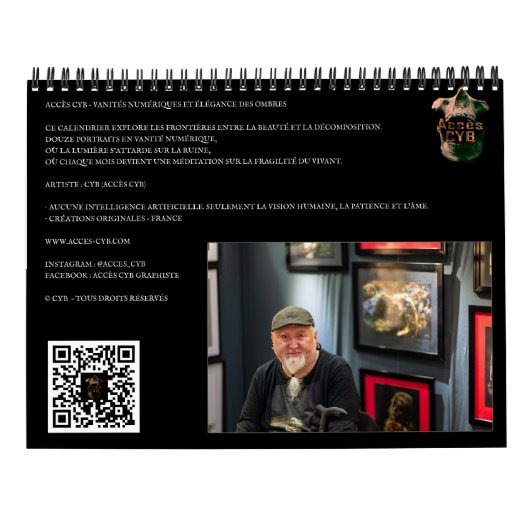 Calendrier mural d’art obscur – Format vertical カレンダー (裏面)