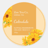 Calendula Herbal Tea Business Label ラウンドシール (正面)