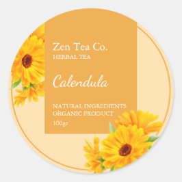 Calendula Herbal Tea Business Label ラウンドシール