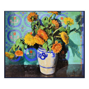 Calendulas、フローラ絵画: Grant Wood著 フォトプリント