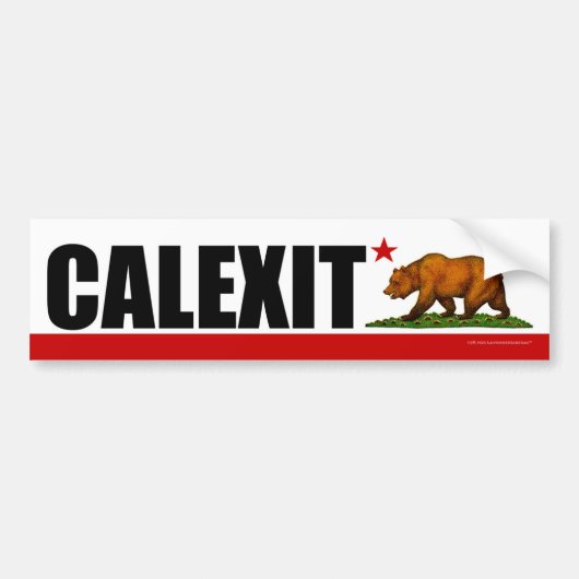 CALEXITカリフォルニアくまの旗 バンパーステッカー (正面)