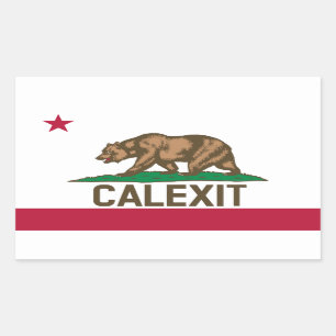 CALEXITカリフォルニアくまの旗 長方形シール
