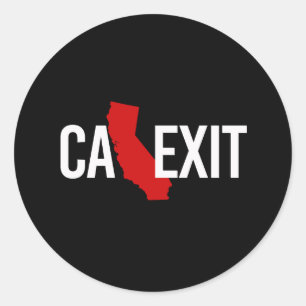 Calexit -カリフォルニア出口-赤い白- ラウンドシール