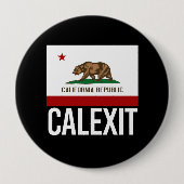 Calexit -白カリフォルニア出口の旗- 缶バッジ (正面)