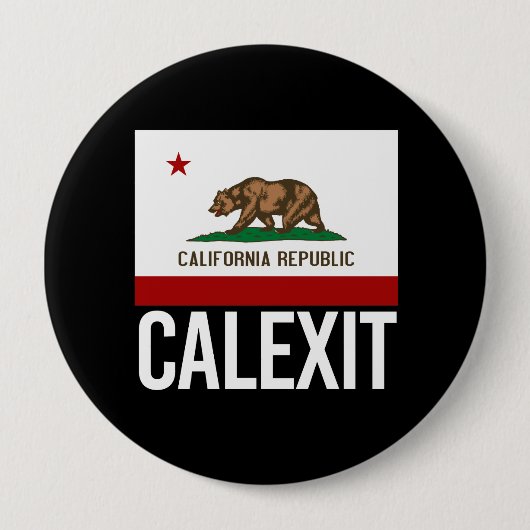 Calexit -白カリフォルニア出口の旗- 缶バッジ (正面)
