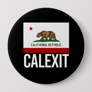 Calexit -白カリフォルニア出口の旗- 缶バッジ