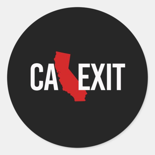 Calexit - California Exit – 赤い白 – - ラウンドシール (正面)