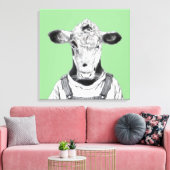 Calf in Dungaree (Moegi) キャンバスプリント (インサイチュ (リビング))