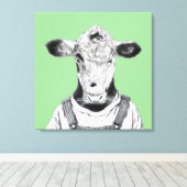 Calf in Dungaree (Moegi) キャンバスプリント (インサイチュ (ウッドフロア))