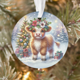 Calf with Holly Crown & Tree Glow オーナメント