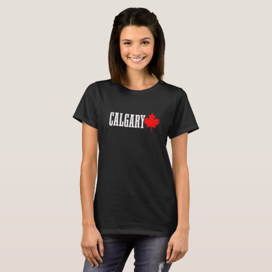 Calgary Alberta Maple Leaf Canada Canadian Flag Pr Tシャツ (正面フル)