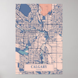 Calgary Canada Breezy City Map Travel ポスター