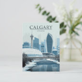 Calgary Canada Skyline Winter Snow ポストカード (スタンド正面)