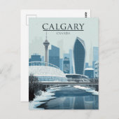 Calgary Canada Skyline Winter Snow ポストカード (正面/裏面)