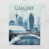 Calgary Canada Skyline Winter Snow ポストカード (正面)