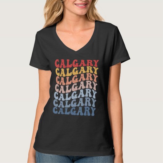 Calgary City Groovy Retro Tシャツ (正面)