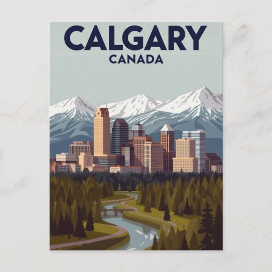 Calgary Mountain View Vintage ポストカード (正面)