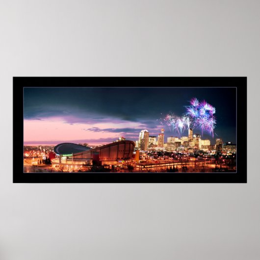 Calgary panoramic with Fireworks. ポスター (正面)