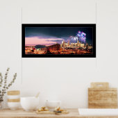 Calgary panoramic with Fireworks. ポスター (キッチン)