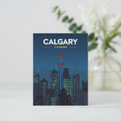 Calgary Tower Skyline Retro Night ポストカード (スタンド正面)