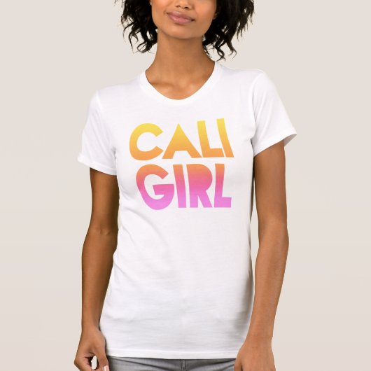 Caliの女の子のティーカリフォルニア日没のTシャツレディース上 Tシャツ (正面)