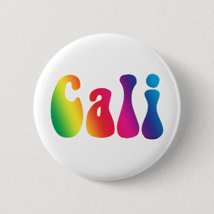 Caliの絞り染めカリフォルニアヒッピーのロゴ 缶バッジ