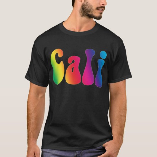 Caliの絞り染めカリフォルニアヒッピーのロゴ Tシャツ (正面)