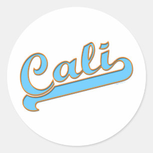 Cali California Surfer Logo in Blue ラウンドシール