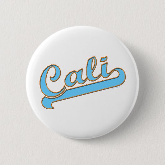 Cali California Surfer Logo in Blue 缶バッジ (正面)