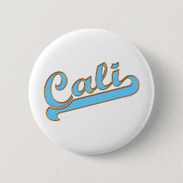 Cali California Surfer Logo in Blue 缶バッジ