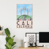 Cali Colombia Art Print Vintage Travel Style ポスター (ホームオフィス)