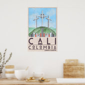Cali Colombia Art Print Vintage Travel Style ポスター (キッチン)