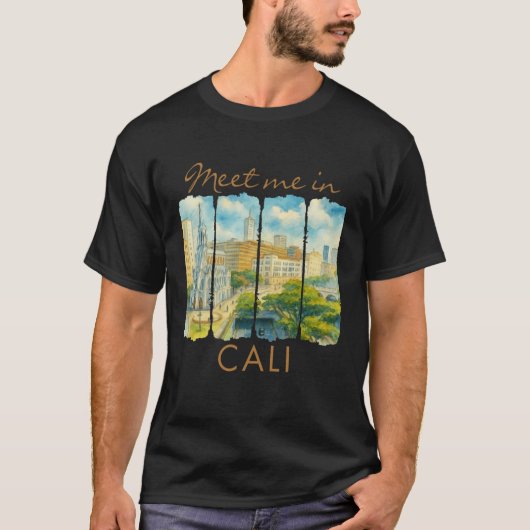 Cali Colombia Traveling Brushstroke Meet Me In Cal Tシャツ (正面)