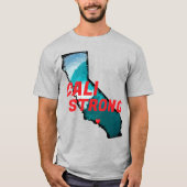 CALI STRONG Red Blk CAアウトライン海無地のハート Tシャツ (正面)