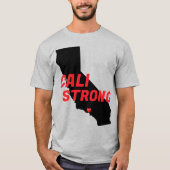 CALI STRONG Red Blk CA無地のハート Tシャツ (正面)