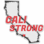 CALI STRONG Red Blk CA縁ど無地のハート シール (正面)