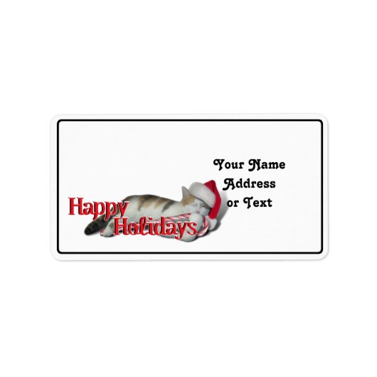 Cali the Calico Christmas Cat (文字付) ラベル (正面)