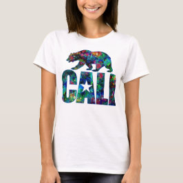 Cali Tie-Dyeのロゴとグリズリーベア Tシャツ