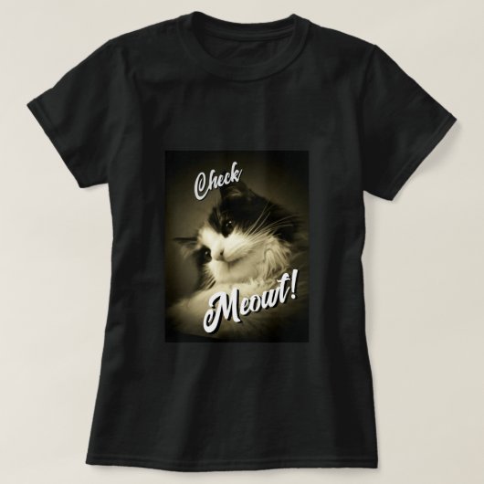 CalicoはCheck Meowtと言う Tシャツ (デザイン正面)