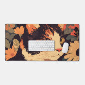 Calicoエレガント Cat inフローラガーデンデスクマット デスクマット (キーボード&マウス)