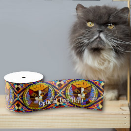 Calicoネコポートレートモザイク – オプションの名前/文字 グログランリボン